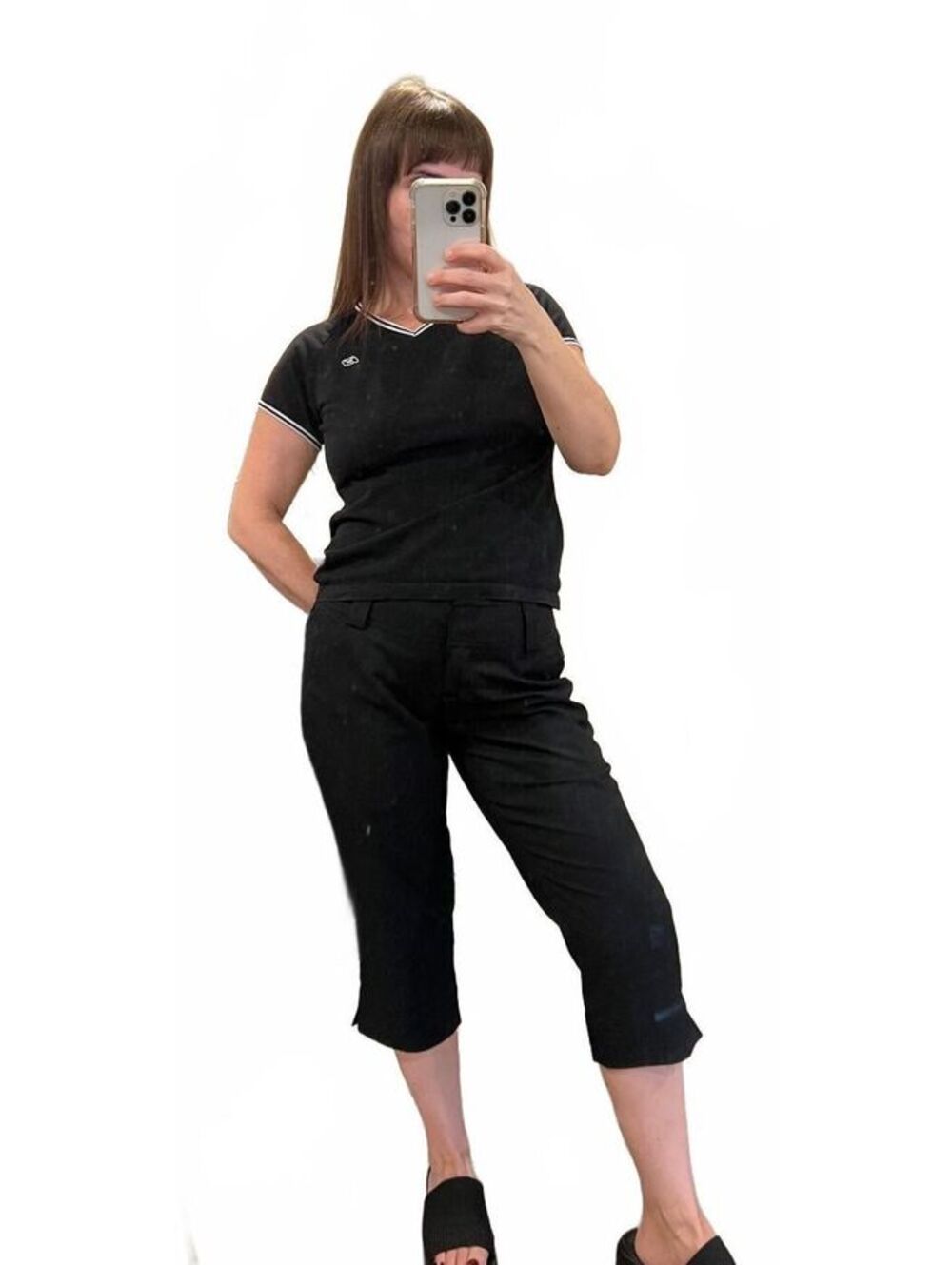 Adidas ClimaCool Black Cropped Golf Pants Y2K Capri